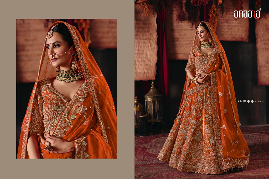 TATHASTU ANAARA 166 TO 181 SERIES WHOLESALE SILK FABRIC WEDDING WEAR LEHENGA CHOLI FOR BRIDES EXPORTER
