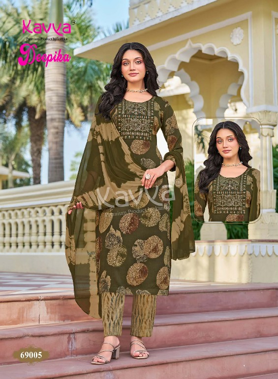 KAVYA DEEPIKA VOL 69 WHOLESALE READYMADE CAPSULE ELEGANT EMBROIDERY NECK WORK 3 PCS SUITS FOR EXPORT
