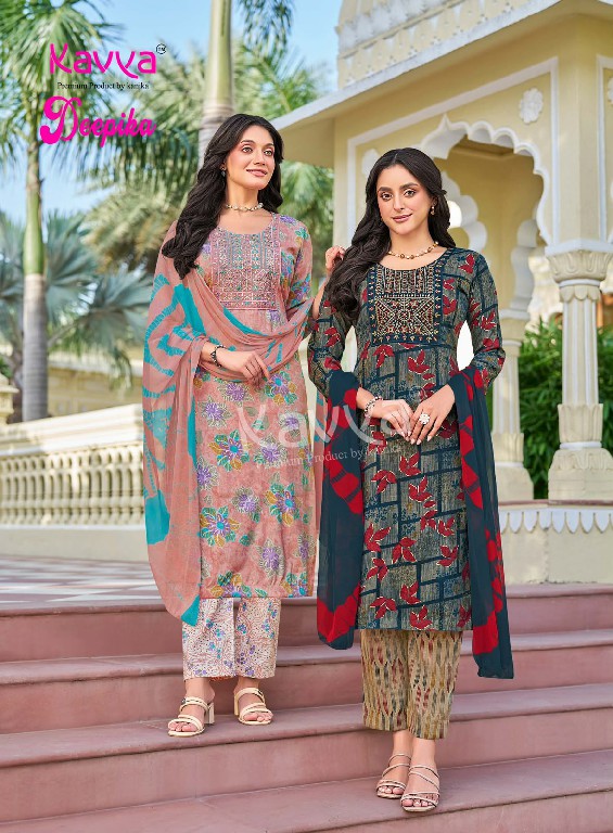 KAVYA DEEPIKA VOL 69 WHOLESALE READYMADE CAPSULE ELEGANT EMBROIDERY NECK WORK 3 PCS SUITS FOR EXPORT