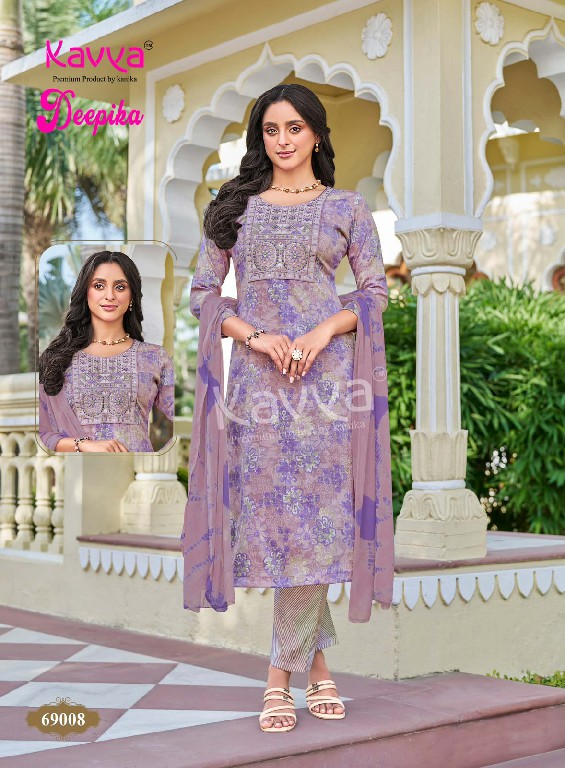KAVYA DEEPIKA VOL 69 WHOLESALE READYMADE CAPSULE ELEGANT EMBROIDERY NECK WORK 3 PCS SUITS FOR EXPORT