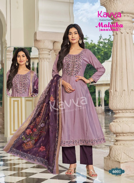 KAVYA MALVIKA VOL 6 WHOLESALE READYMADE ROMAN SILK ANARKALI STYLE LATEST FASHION 3 PCS SUITS SUPPLIER