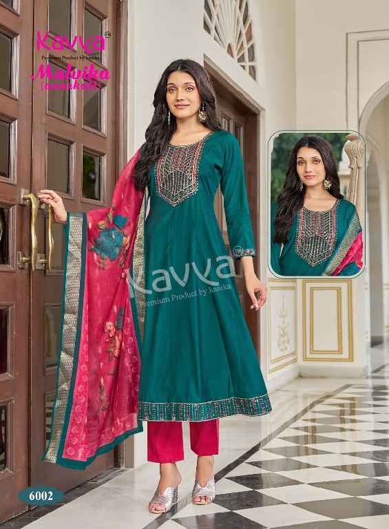 KAVYA MALVIKA VOL 6 WHOLESALE READYMADE ROMAN SILK ANARKALI STYLE LATEST FASHION 3 PCS SUITS SUPPLIER
