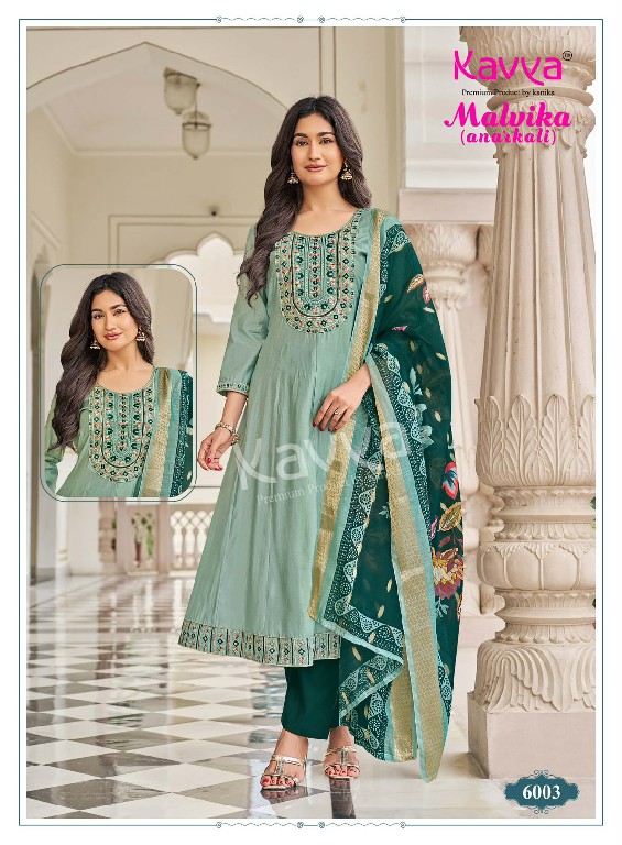 KAVYA MALVIKA VOL 6 WHOLESALE READYMADE ROMAN SILK ANARKALI STYLE LATEST FASHION 3 PCS SUITS SUPPLIER