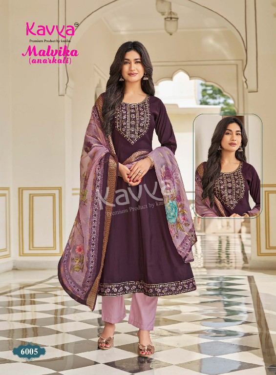 KAVYA MALVIKA VOL 6 WHOLESALE READYMADE ROMAN SILK ANARKALI STYLE LATEST FASHION 3 PCS SUITS SUPPLIER