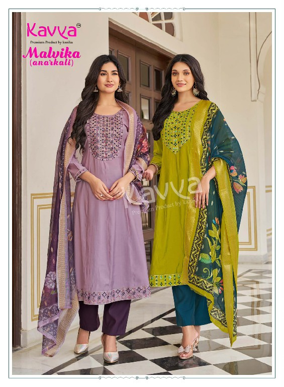 KAVYA MALVIKA VOL 6 WHOLESALE READYMADE ROMAN SILK ANARKALI STYLE LATEST FASHION 3 PCS SUITS SUPPLIER