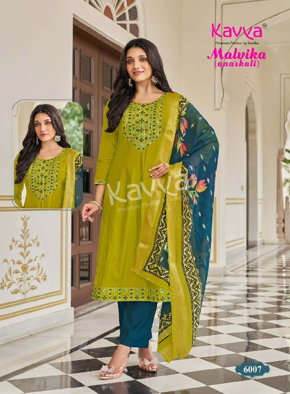 KAVYA MALVIKA VOL 6 WHOLESALE READYMADE ROMAN SILK ANARKALI STYLE LATEST FASHION 3 PCS SUITS SUPPLIER