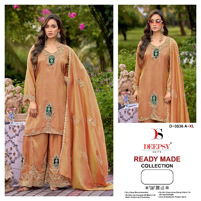 DEEPSY D.NO 3536 WHOLESALE READYMADE VISCOSE TISSUE SILK FUNCTION WEAR 3 PCS SUITS EXPORTER