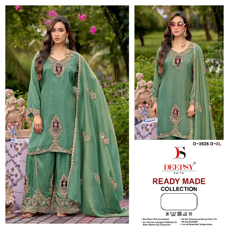 DEEPSY D.NO 3536 WHOLESALE READYMADE VISCOSE TISSUE SILK FUNCTION WEAR 3 PCS SUITS EXPORTER