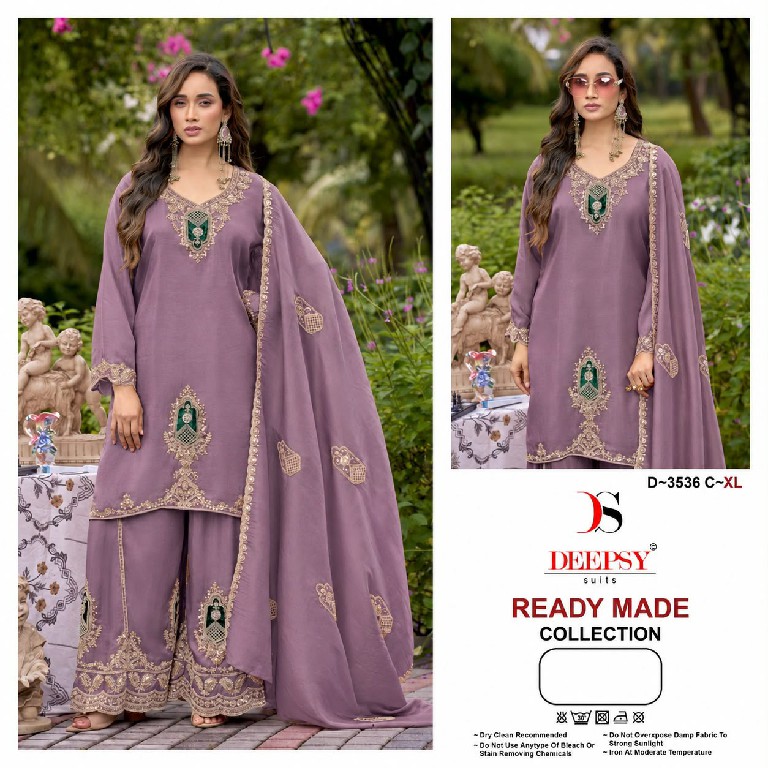 DEEPSY D.NO 3536 WHOLESALE READYMADE VISCOSE TISSUE SILK FUNCTION WEAR 3 PCS SUITS EXPORTER