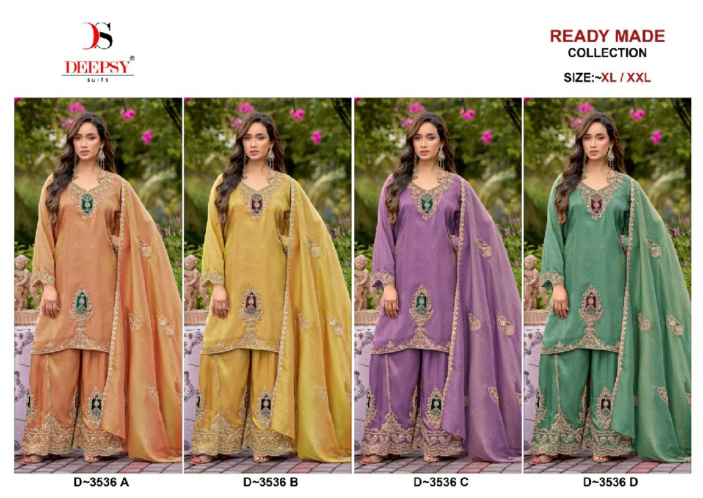 DEEPSY D.NO 3536 WHOLESALE READYMADE VISCOSE TISSUE SILK FUNCTION WEAR 3 PCS SUITS EXPORTER