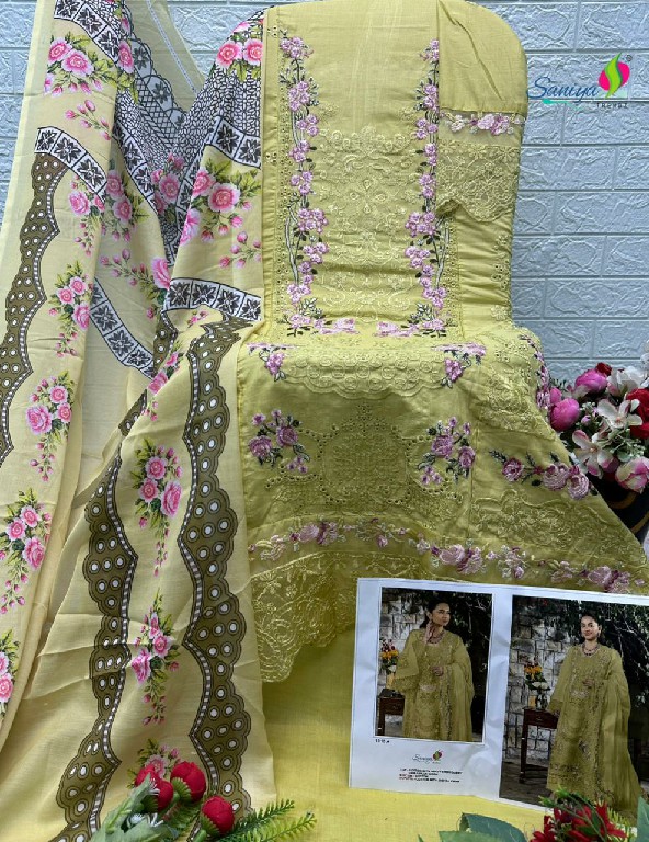 SANIYA TRENDZ D.NO 1015 WHOLESALE COTTON CHIKANKARI EMBROIDERED UNSTITCH SALWAR SUITS FOR EXPORT