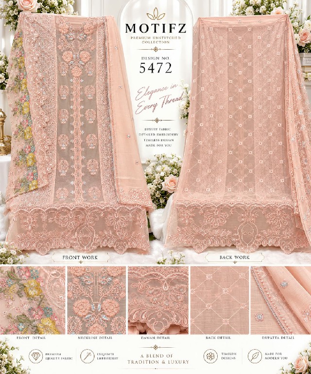 MOTIFZ D.NO 5472 WHOLESALE CHIFFON PAKISTANI POPULAR DESIGN UNSTITCH SALWAR SUITS EXPORTER