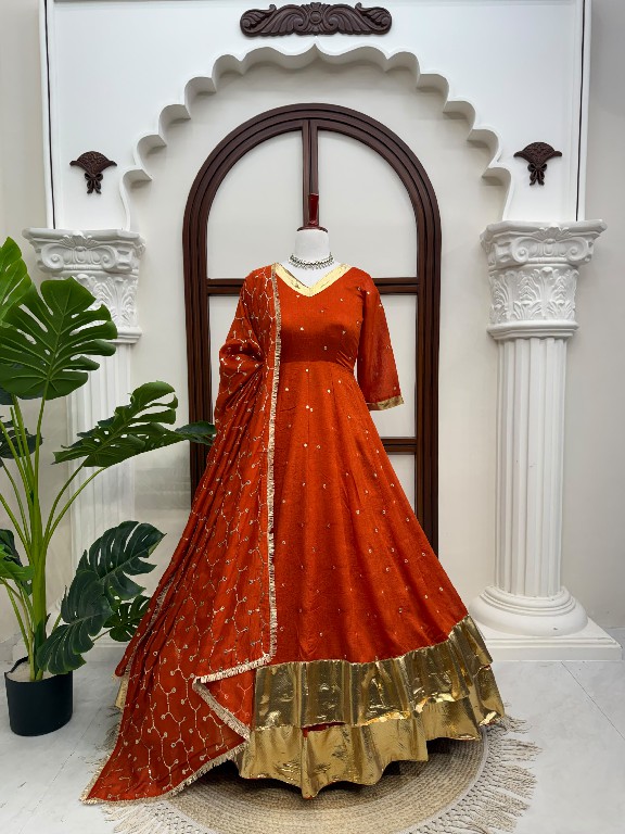 TEXTILEDEAL D.NO 6075 WHOLESALE READYMADE VICHITRA SILK PARTY WEAR ANARKALI TOP WITH LEHENGA AND DUPATTA ONLINE