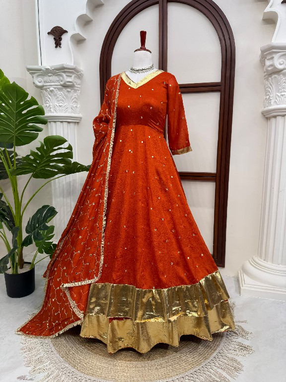TEXTILEDEAL D.NO 6075 WHOLESALE READYMADE VICHITRA SILK PARTY WEAR ANARKALI TOP WITH LEHENGA AND DUPATTA ONLINE