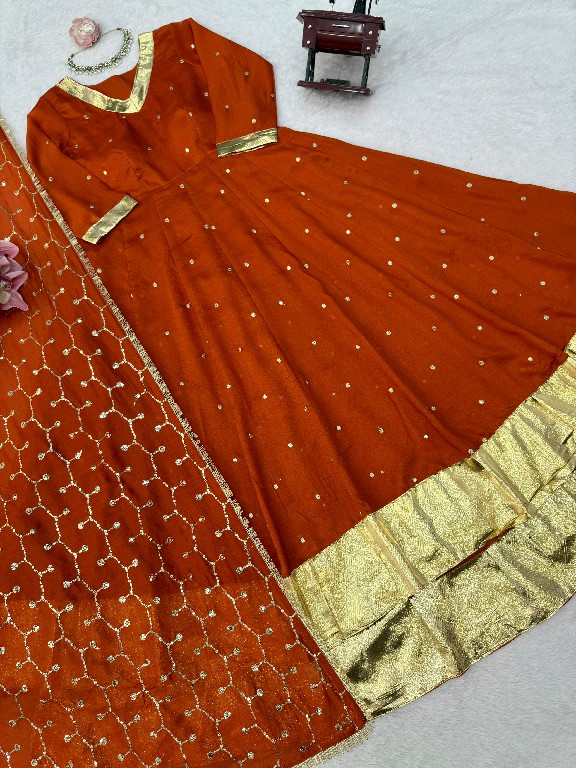 TEXTILEDEAL D.NO 6075 WHOLESALE READYMADE VICHITRA SILK PARTY WEAR ANARKALI TOP WITH LEHENGA AND DUPATTA ONLINE