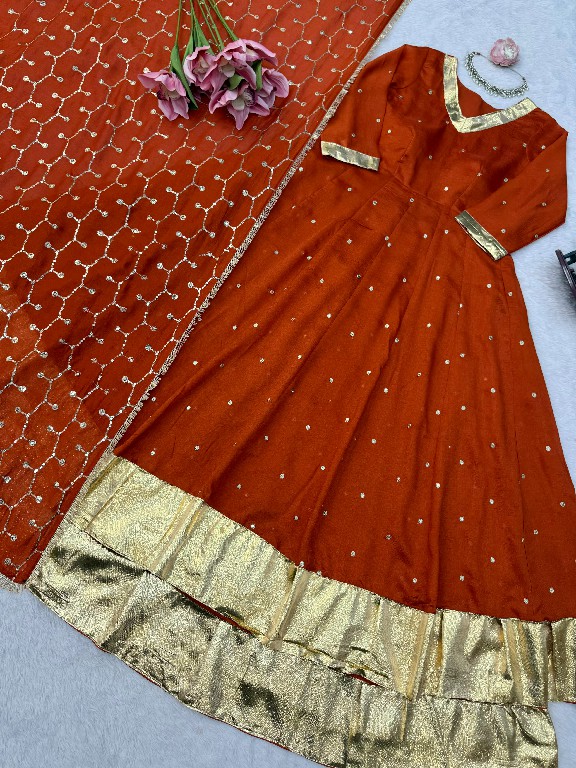 TEXTILEDEAL D.NO 6075 WHOLESALE READYMADE VICHITRA SILK PARTY WEAR ANARKALI TOP WITH LEHENGA AND DUPATTA ONLINE