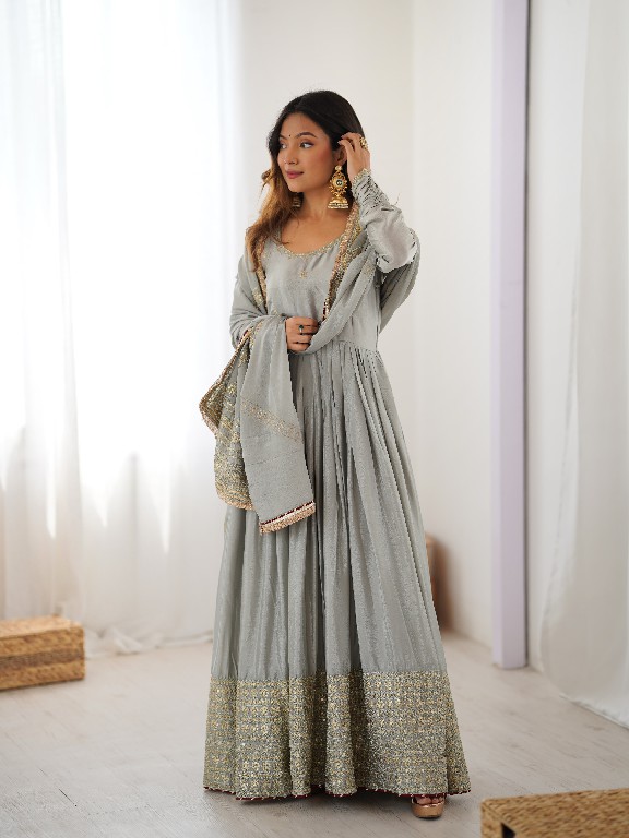 TEXTILEDEAL D.NO 5816 COLOR WHOLESALE READYMADE CHINON ANARKALI STYLE PARTY WEAR 3 PCS DRESS FOR WOMEN ONLINE