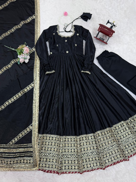 TEXTILEDEAL D.NO 5816 COLOR WHOLESALE READYMADE CHINON ANARKALI STYLE PARTY WEAR 3 PCS DRESS FOR WOMEN ONLINE