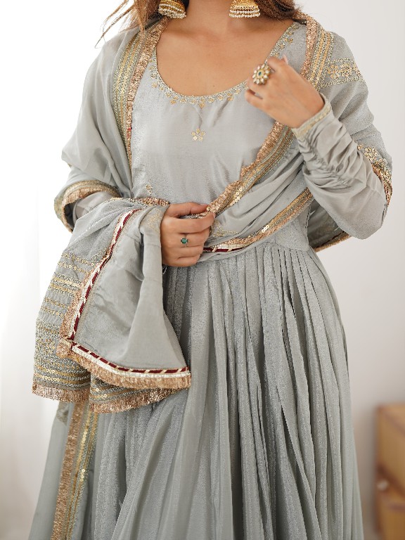 TEXTILEDEAL D.NO 5816 COLOR WHOLESALE READYMADE CHINON ANARKALI STYLE PARTY WEAR 3 PCS DRESS FOR WOMEN ONLINE