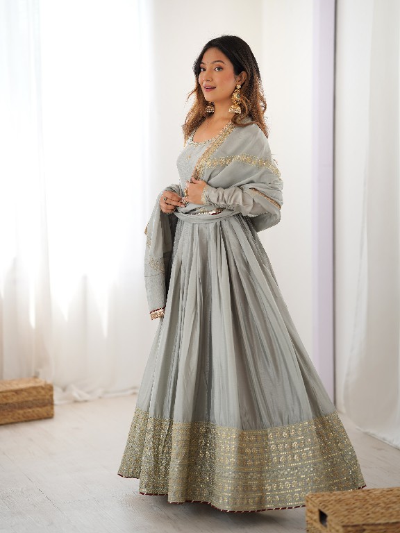 TEXTILEDEAL D.NO 5816 COLOR WHOLESALE READYMADE CHINON ANARKALI STYLE PARTY WEAR 3 PCS DRESS FOR WOMEN ONLINE