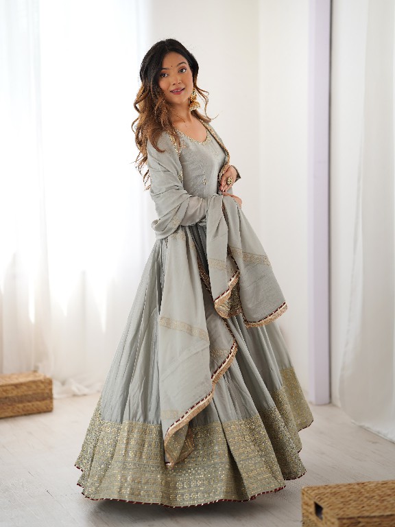 TEXTILEDEAL D.NO 5816 COLOR WHOLESALE READYMADE CHINON ANARKALI STYLE PARTY WEAR 3 PCS DRESS FOR WOMEN ONLINE