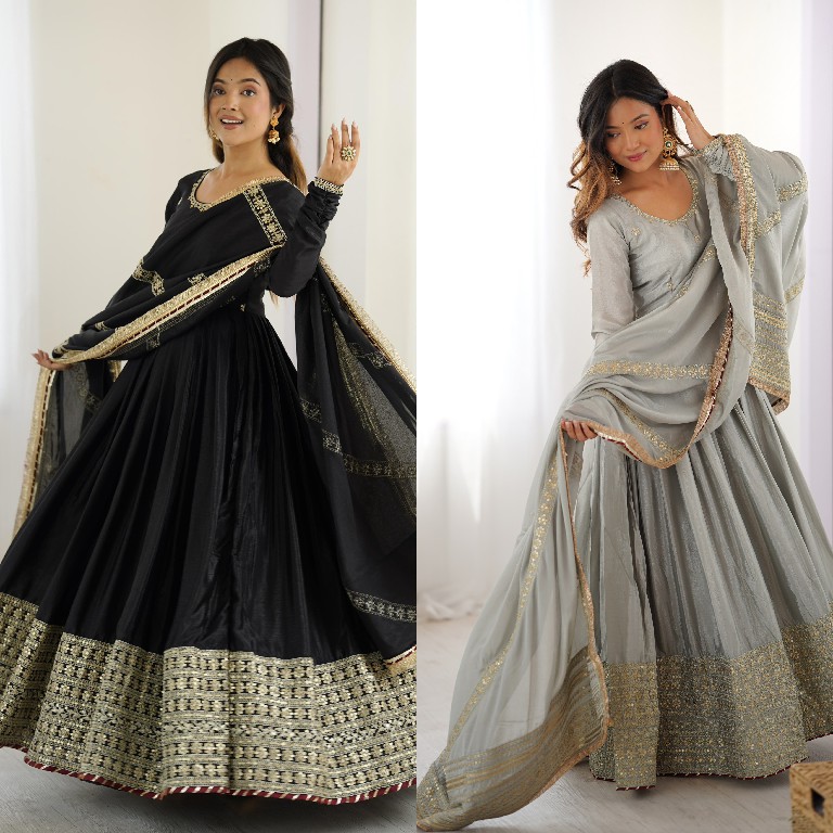 TEXTILEDEAL D.NO 5816 COLOR WHOLESALE READYMADE CHINON ANARKALI STYLE PARTY WEAR 3 PCS DRESS FOR WOMEN ONLINE
