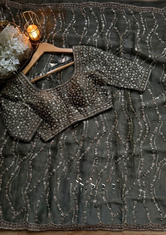 TEXTILEDEAL D.NO KD-645 WHOLESALE FENDI SILK HEAVY BEADS WORK INDIAN SAREES FOR WOMEN SUPPLIER