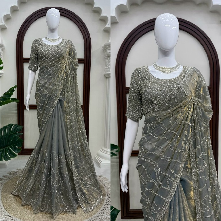 TEXTILEDEAL D.NO KD-645 WHOLESALE FENDI SILK HEAVY BEADS WORK INDIAN SAREES FOR WOMEN SUPPLIER
