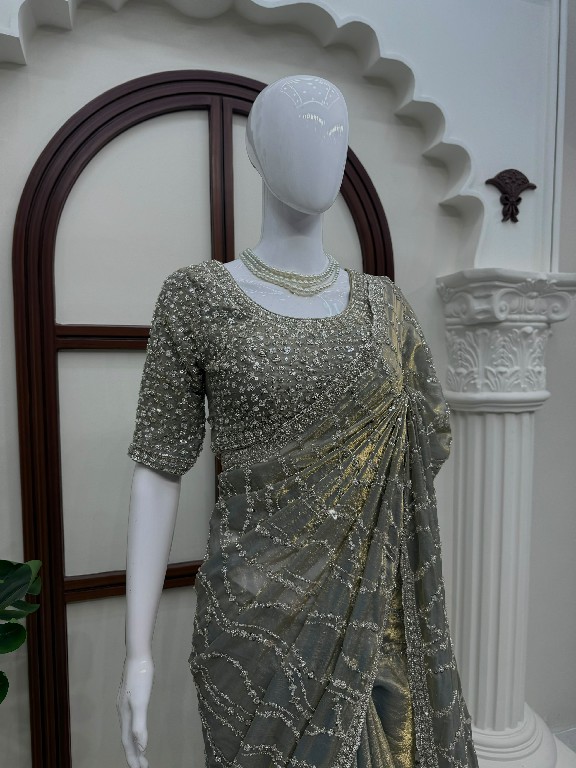 TEXTILEDEAL D.NO KD-645 WHOLESALE FENDI SILK HEAVY BEADS WORK INDIAN SAREES FOR WOMEN SUPPLIER