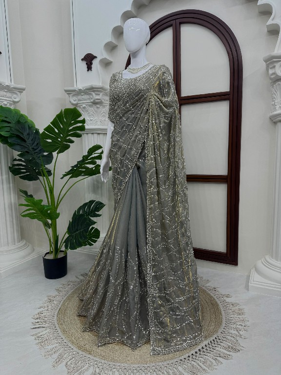 TEXTILEDEAL D.NO KD-645 WHOLESALE FENDI SILK HEAVY BEADS WORK INDIAN SAREES FOR WOMEN SUPPLIER