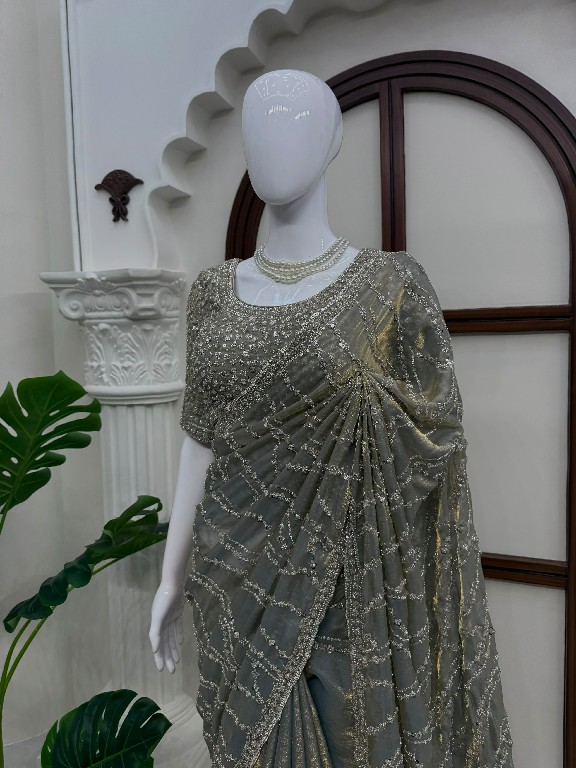 TEXTILEDEAL D.NO KD-645 WHOLESALE FENDI SILK HEAVY BEADS WORK INDIAN SAREES FOR WOMEN SUPPLIER