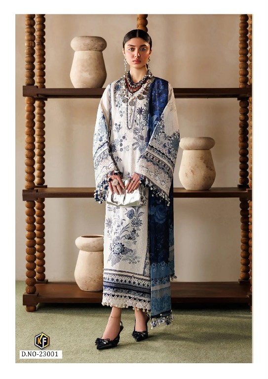 KEVAL FAB K KASHA VOL 23 WHOLESALE READYMADE COTTON PRINTED KARACHI STYLE 3 PCS SUITS SUPPLIER