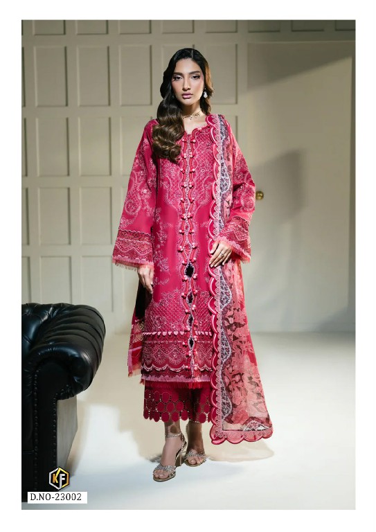 KEVAL FAB K KASHA VOL 23 WHOLESALE READYMADE COTTON PRINTED KARACHI STYLE 3 PCS SUITS SUPPLIER