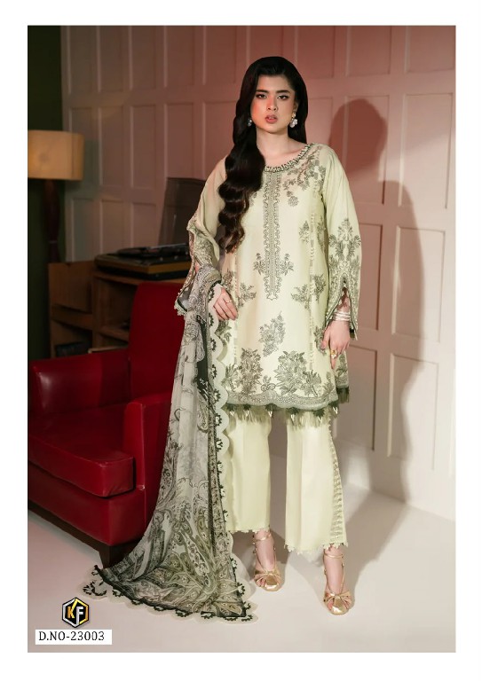 KEVAL FAB K KASHA VOL 23 WHOLESALE READYMADE COTTON PRINTED KARACHI STYLE 3 PCS SUITS SUPPLIER