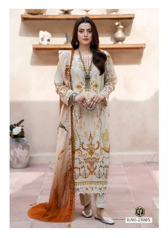 KEVAL FAB K KASHA VOL 23 WHOLESALE READYMADE COTTON PRINTED KARACHI STYLE 3 PCS SUITS SUPPLIER