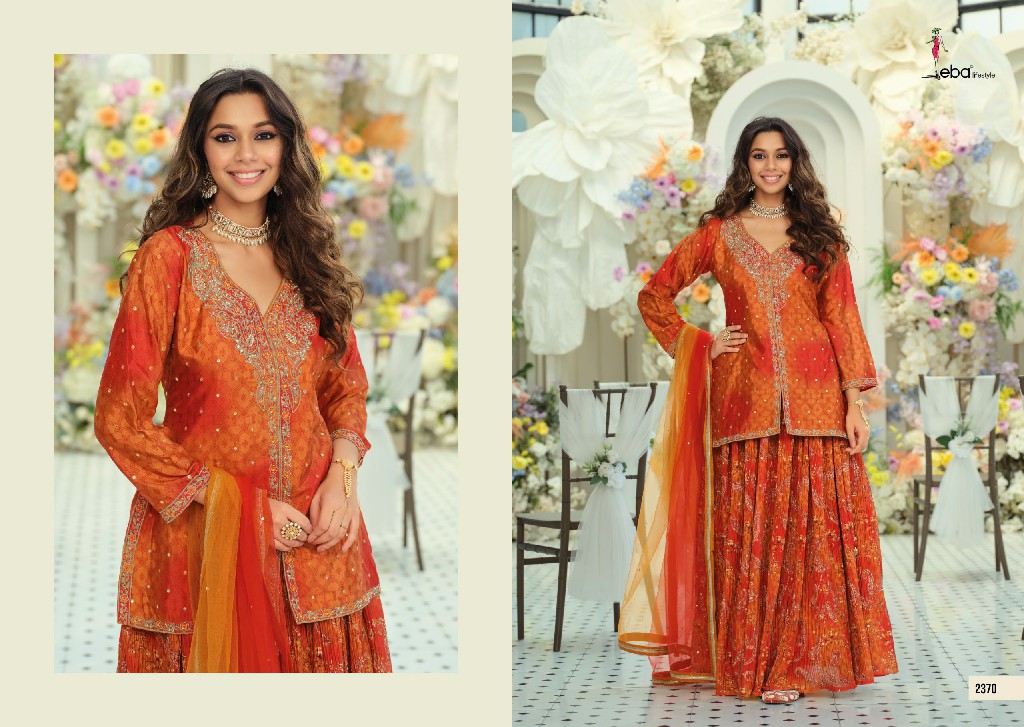 EBA LIFESTYLE URVI WHOLESALE READYMADE HEAVY CHINON WITH WORK FESTIVE WEAR 3 PCS SUITS EXPORTER