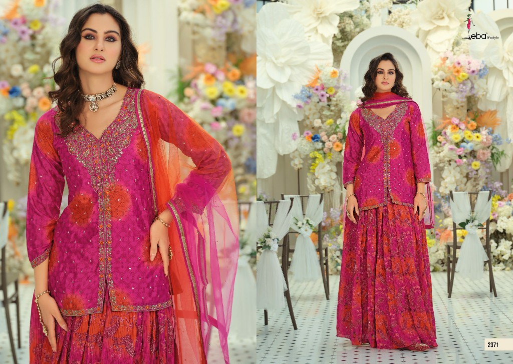 EBA LIFESTYLE URVI WHOLESALE READYMADE HEAVY CHINON WITH WORK FESTIVE WEAR 3 PCS SUITS EXPORTER