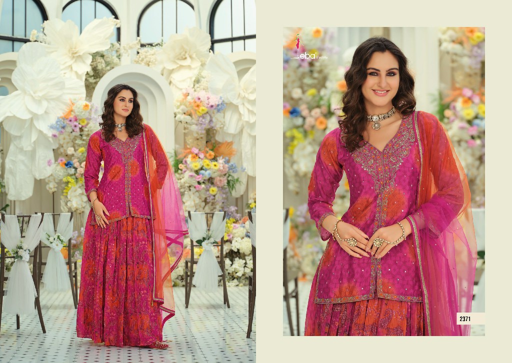 EBA LIFESTYLE URVI WHOLESALE READYMADE HEAVY CHINON WITH WORK FESTIVE WEAR 3 PCS SUITS EXPORTER