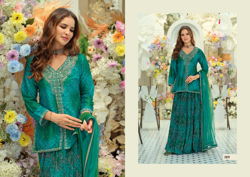 EBA LIFESTYLE URVI WHOLESALE READYMADE HEAVY CHINON WITH WORK FESTIVE WEAR 3 PCS SUITS EXPORTER