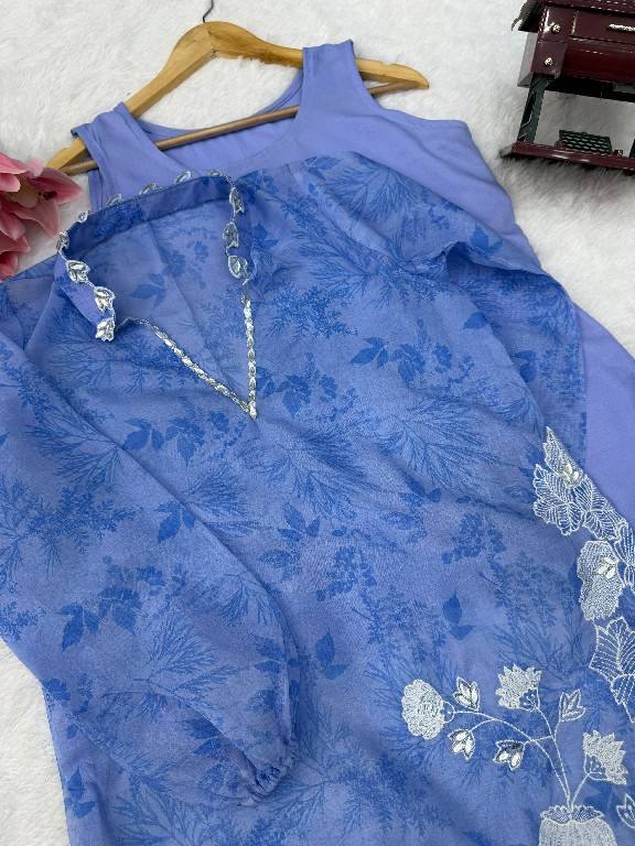 TEXTILEDEAL D.NO 6054 WHOLESALE READYMADE ORGANZA DESIGNER 3 PCS SUITS FOR EXPORT