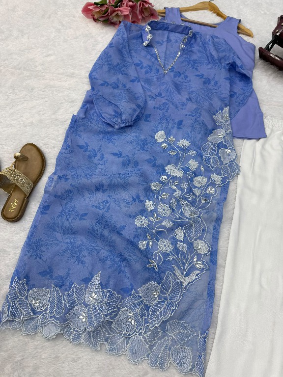 TEXTILEDEAL D.NO 6054 WHOLESALE READYMADE ORGANZA DESIGNER 3 PCS SUITS FOR EXPORT