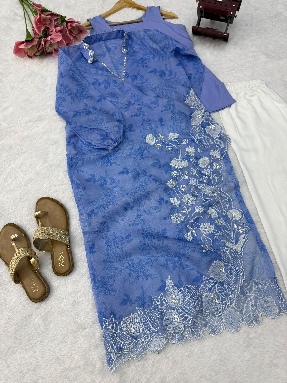 TEXTILEDEAL D.NO 6054 WHOLESALE READYMADE ORGANZA DESIGNER 3 PCS SUITS FOR EXPORT