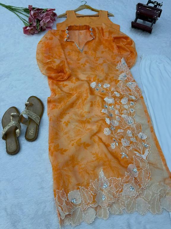 TEXTILEDEAL D.NO 6054 WHOLESALE READYMADE ORGANZA DESIGNER 3 PCS SUITS FOR EXPORT