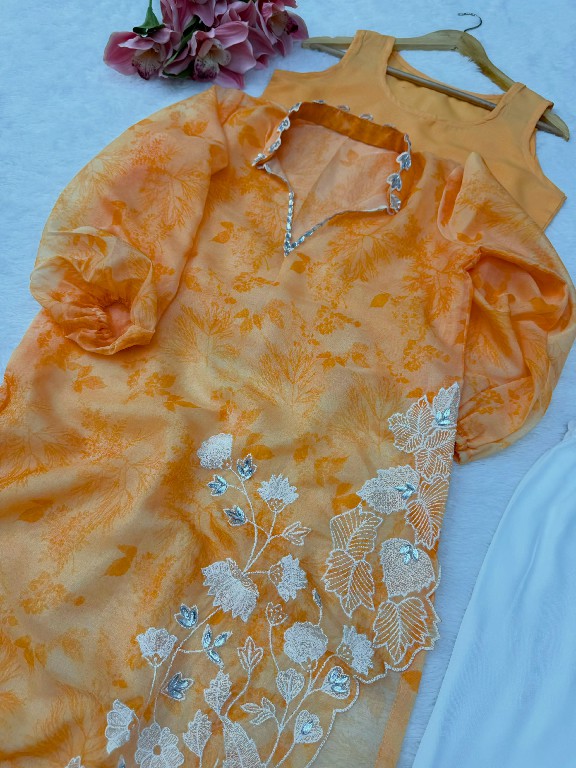 TEXTILEDEAL D.NO 6054 WHOLESALE READYMADE ORGANZA DESIGNER 3 PCS SUITS FOR EXPORT