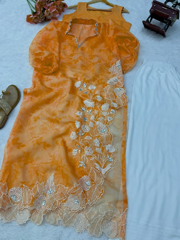 TEXTILEDEAL D.NO 6054 WHOLESALE READYMADE ORGANZA DESIGNER 3 PCS SUITS FOR EXPORT
