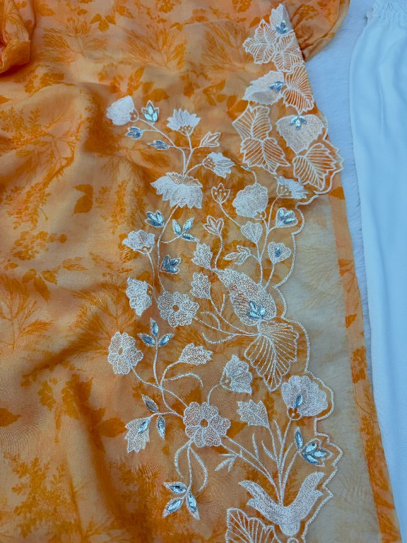 TEXTILEDEAL D.NO 6054 WHOLESALE READYMADE ORGANZA DESIGNER 3 PCS SUITS FOR EXPORT