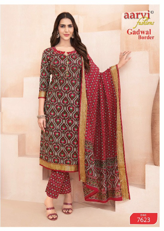 AARVI FASHIONS GADWAL BORDER VOL 11 WHOLESALE READYMADE COTTON FANCY STYLISH 3 PCS SUITS EXPORTER