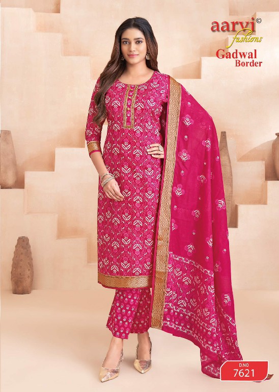 AARVI FASHIONS GADWAL BORDER VOL 11 WHOLESALE READYMADE COTTON FANCY STYLISH 3 PCS SUITS EXPORTER