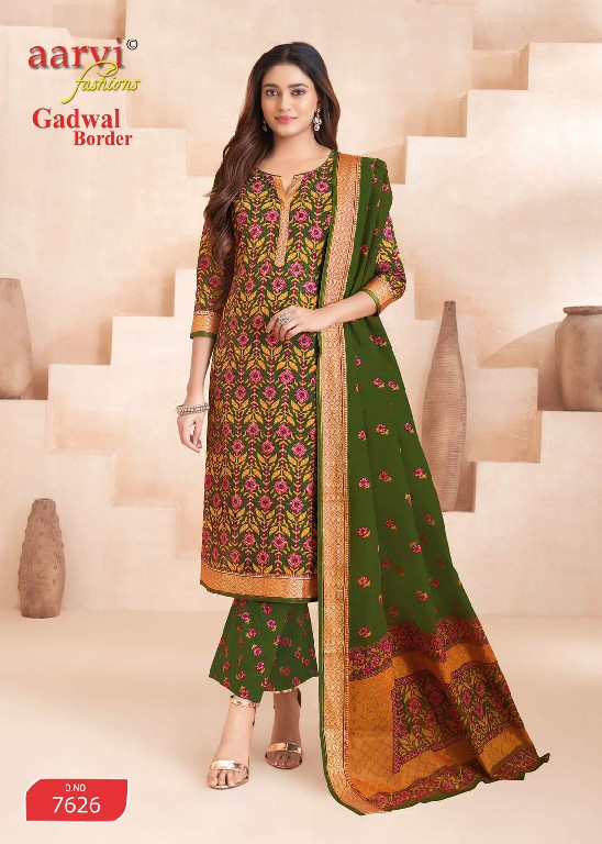 AARVI FASHIONS GADWAL BORDER VOL 11 WHOLESALE READYMADE COTTON FANCY STYLISH 3 PCS SUITS EXPORTER