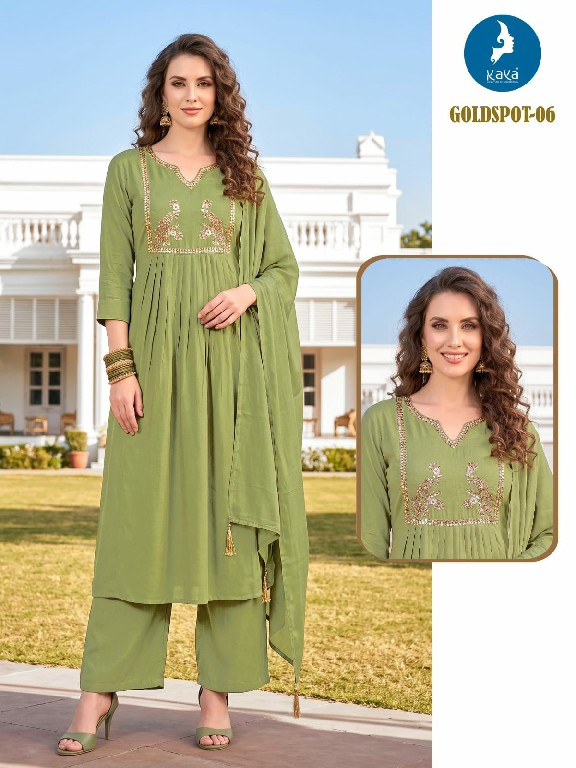KAYA GOLD SPOT WHOLESALE READYMADE MULL CHANDERI BIG SIZE AMAZING 3 PCS COMBO SET SUITS EXPORTER